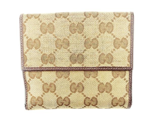 D7　良品　GUCCI　グッチ　二つ折り財布　GGキャンバス　アビー　Wホック グッチ Wホック 財布 二つ折り アビー GGキャンバス 中古の通販