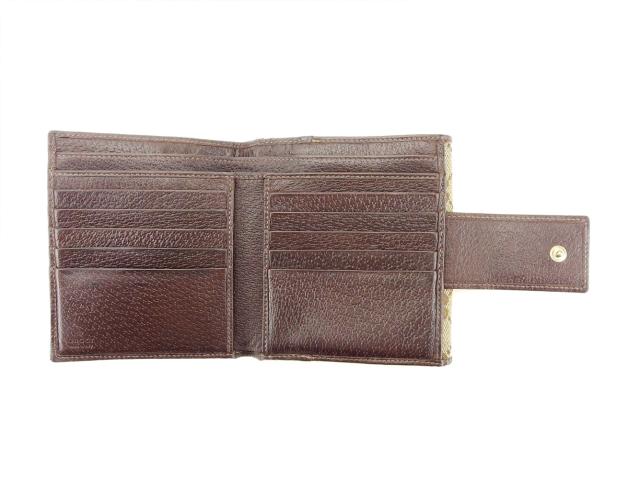 D7　良品　GUCCI　グッチ　二つ折り財布　GGキャンバス　アビー　Wホック グッチ Wホック 財布 二つ折り アビー GGキャンバス 中古の通販