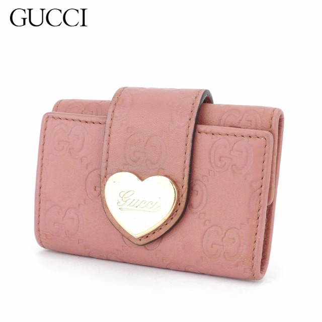 ラスト1点 グッチ キーケース 6連キーケース レディース ハートプレート グッチシマ ピンク ゴールド レザー GUCCI 【グッチ】 T10578  中｜au PAY マーケット