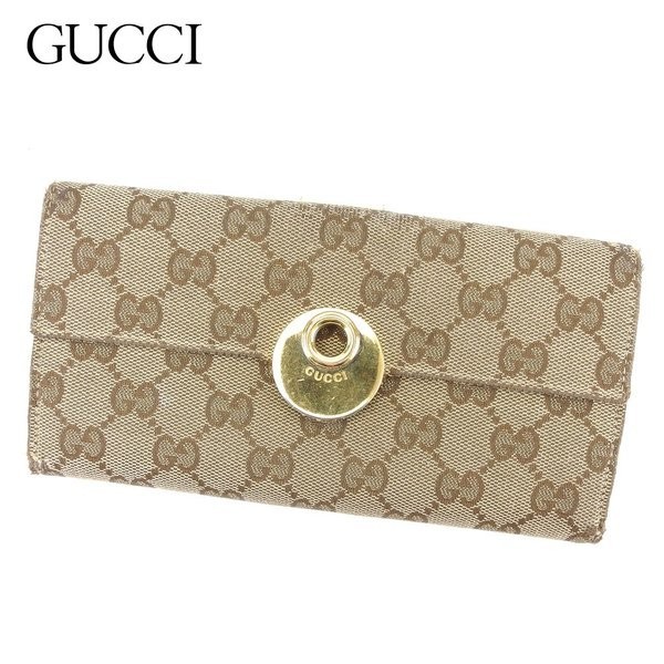 グッチ GUCCI 財布 長財布 Wホック財布 GGキャンバス 中古 X16334