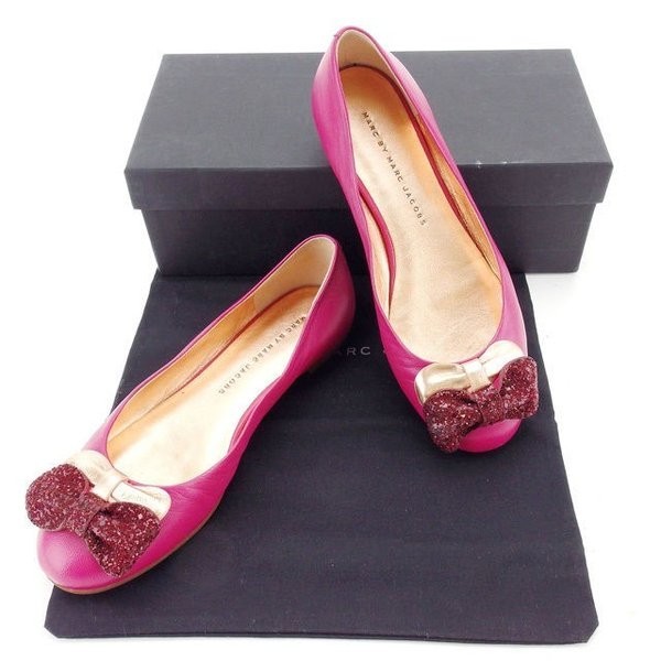 マークバイマークジェイコブス パンプス シューズ 靴 ♯35ハーフ スパンコール付き ダブルリボン ピンク×ボルドー系 MARC BY MARC JACOBS レディース 1点物 人気 良品 秋 T14820 A 中古の通販は