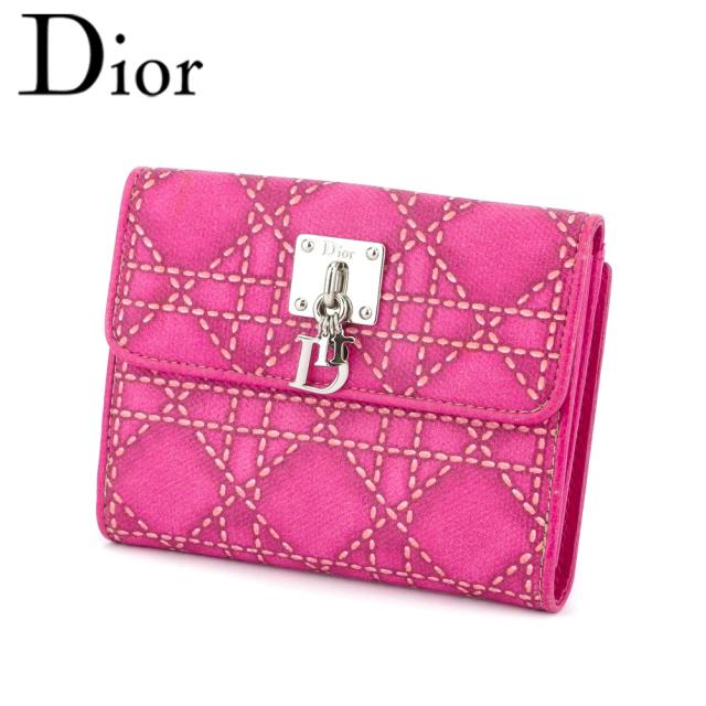 ディオール Wホック 財布 二つ折り レディディオール ピンク シルバー Dior 中古 Tの通販はau Pay マーケット ブランドデポ