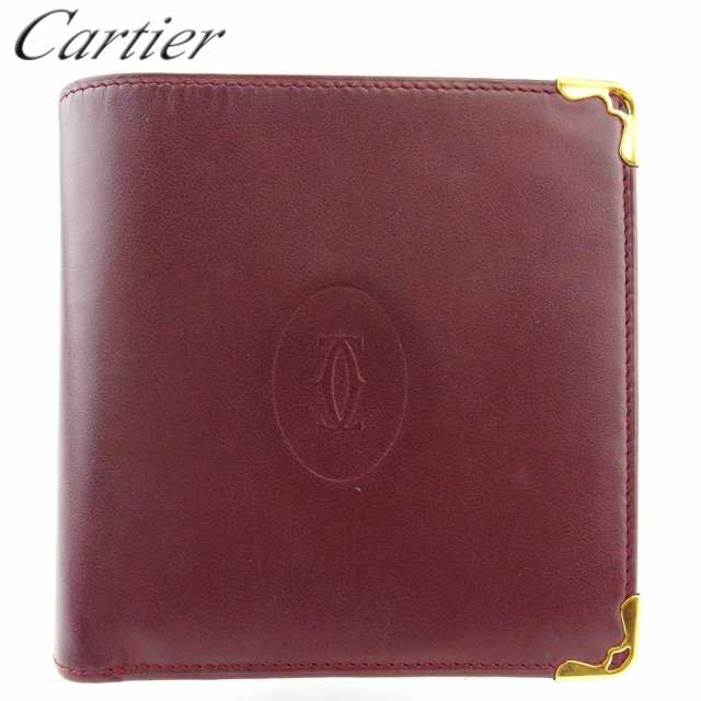 つやあり Cartier カルティエ 二つ折り財布 ボルドー ×ゴールド