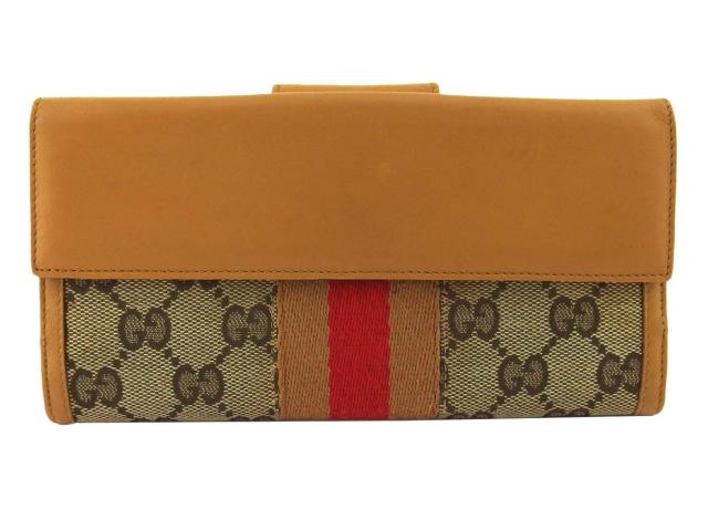 グッチ 長財布 Wホック 財布 シェリーライン GGキャンバス
