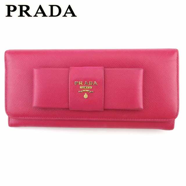 プラダ 長財布 ファスナー付き 財布 レディース リボン ピンク ゴールド Prada 中古 Tの通販はau Pay マーケット ブランドデポ