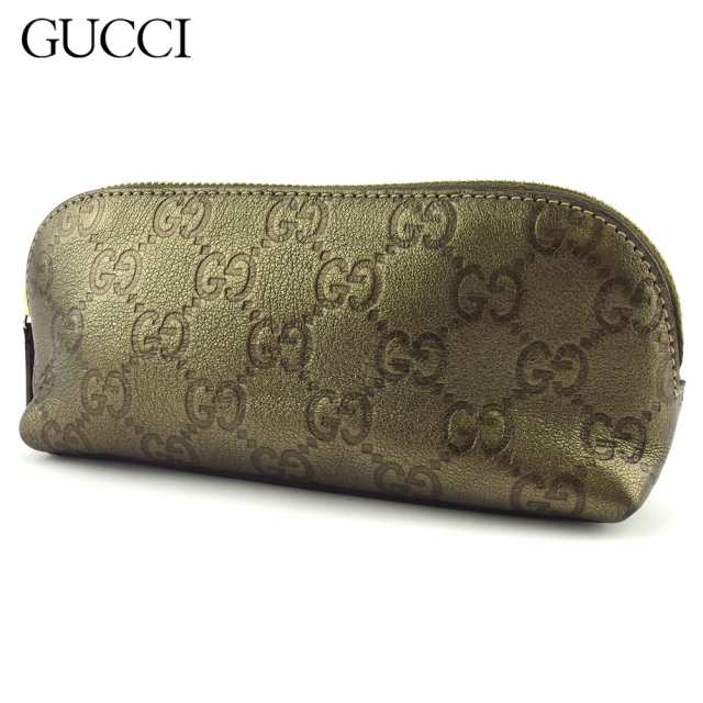 ラスト1点 グッチ ポーチ 化粧ポーチ レディース メンズ グッチシマ グリーン ブラウン ゴールド レザー Gucci グッチ T181 中の通販はau Pay マーケット ブランドデポ