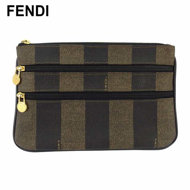 フェンディ FENDI ペカン ポーチ ブラウン/GD金具 PVC PVC×レザー レディース ポーチ