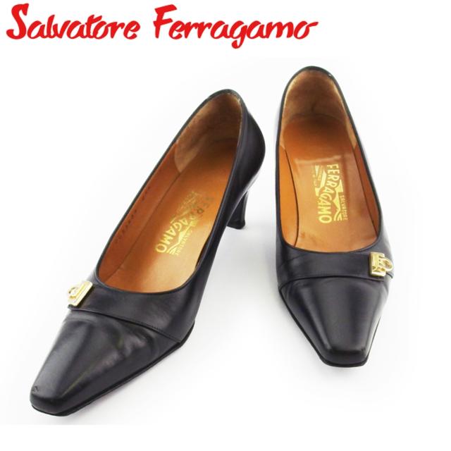 サルヴァトーレ フェラガモ パンプス シューズ 靴 ♯5D スクエアトゥ ガンチーニ レディース 中古の通販は