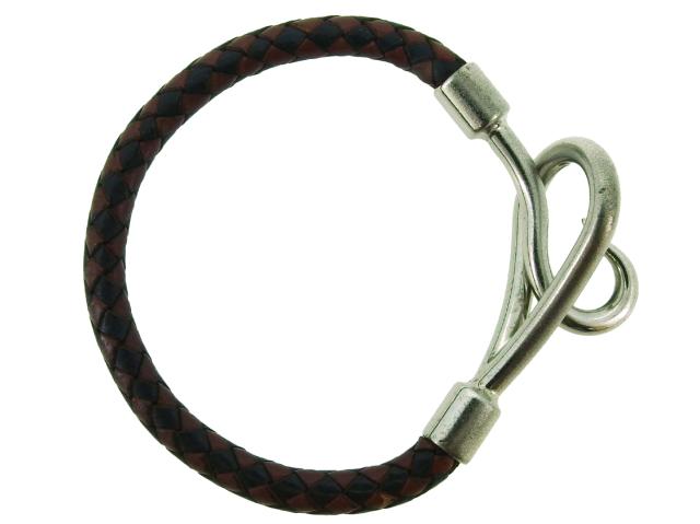 エルメス ブレスレット アクセサリー レディース メンズ ジャンボブレス ブラウン ブラック シルバー レザー×シルバー金具 HERMES 【エ|au PAY マーケット