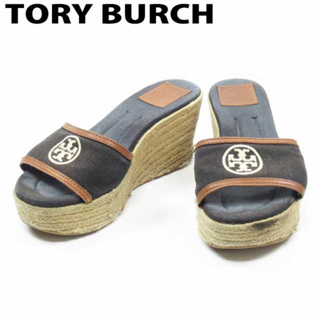 【残り1点】 トリーバーチ サンダル シューズ 靴 レディース ♯6.5 ウェッジソール ダブルTロゴ刺繍 Tory Burch 中古｜au PAY  マーケット