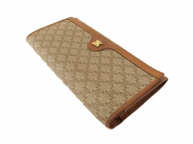 希少 vintage セリーヌ がま口 黒 茶 長財布 財布 オールドセリーヌ