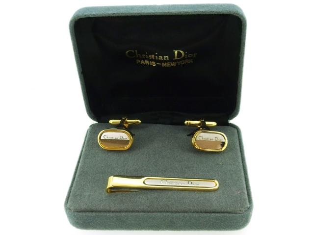 【未使用タグ付き】DIOR カフリンクス　ネクタイピン　２点セット ディオール カフス タイピン カフリンクス ネクタイピン ロゴ