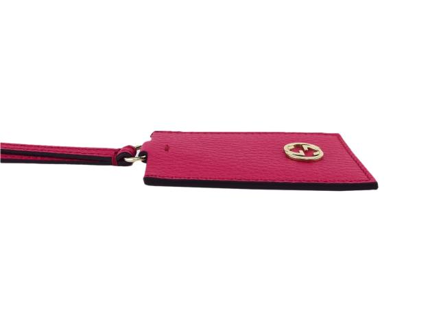 GUCCI グッチ レザー インターロッキング ネームタグ ピンク 美品