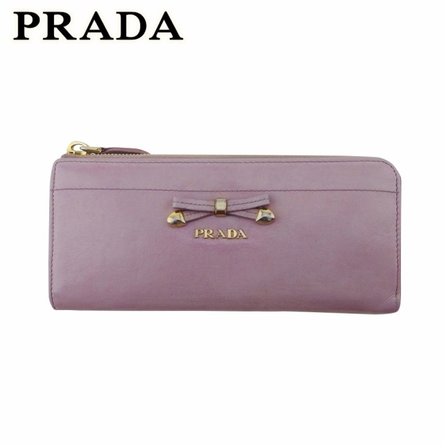 プラダ 長財布 L字ファスナー 財布 レディース リボン PRADA 中古の