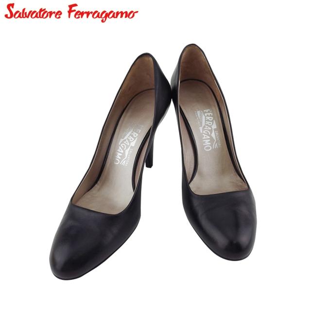Salvatore Ferragamo 黒 7C フェラガモ 未使用試履23㎝