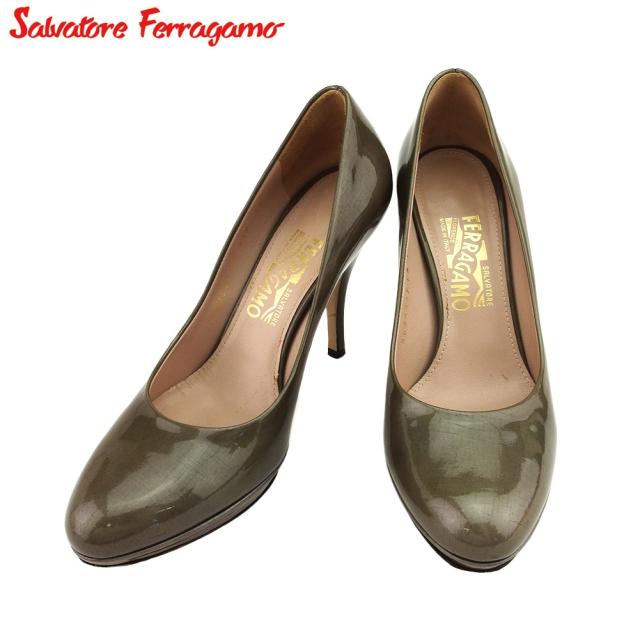 サルヴァトーレ フェラガモ パンプス シューズ 靴 ♯6ハーフC ハイヒール ラウンドトゥ レディース 中古の通販は