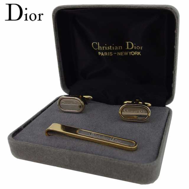 ディオール カフス タイピン カフリンクス ネクタイピン メンズ ロゴ入り スウィヴル式 クリップ式 2アイテムセット Dior 中古