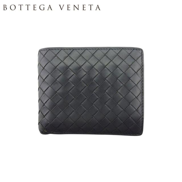 Bottega Veneta ブラック 二つ折り財布 名入れ】ボッテガ 財布 メンズ 二つ折り ブランド ボッテガヴェネタ 二