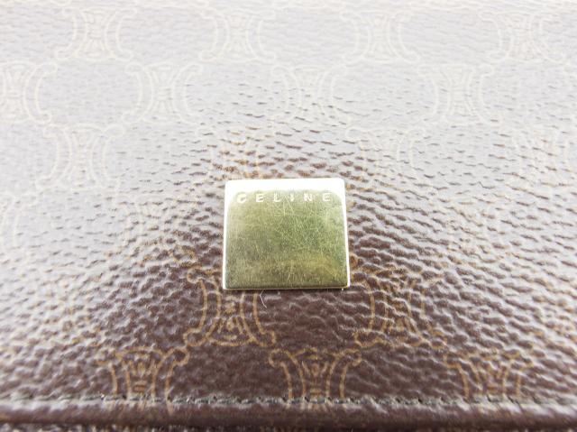 現行◆CELINE 三つ折り財布 マカダム柄 アナグラム ゴールドロゴ レア極美品✨セリーヌ◇マカダム刺繍三つ折り財布 トリオンフ