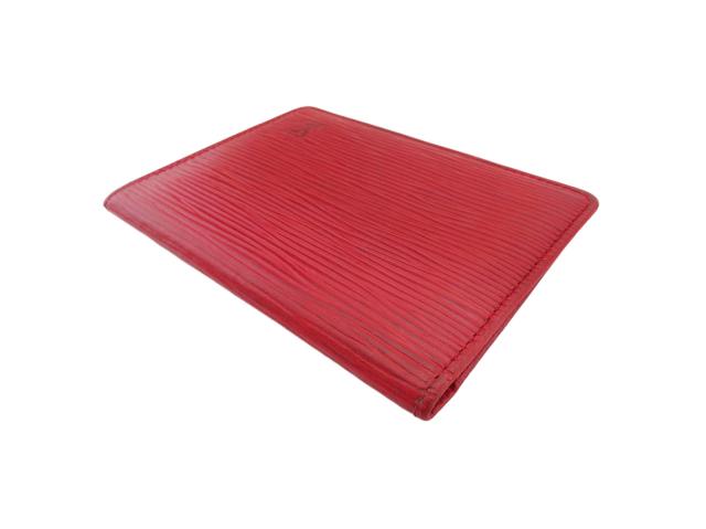 LOUIS VUITTON エピ 名刺入れ ルージュ ルイヴィトン】本物 LOUIS