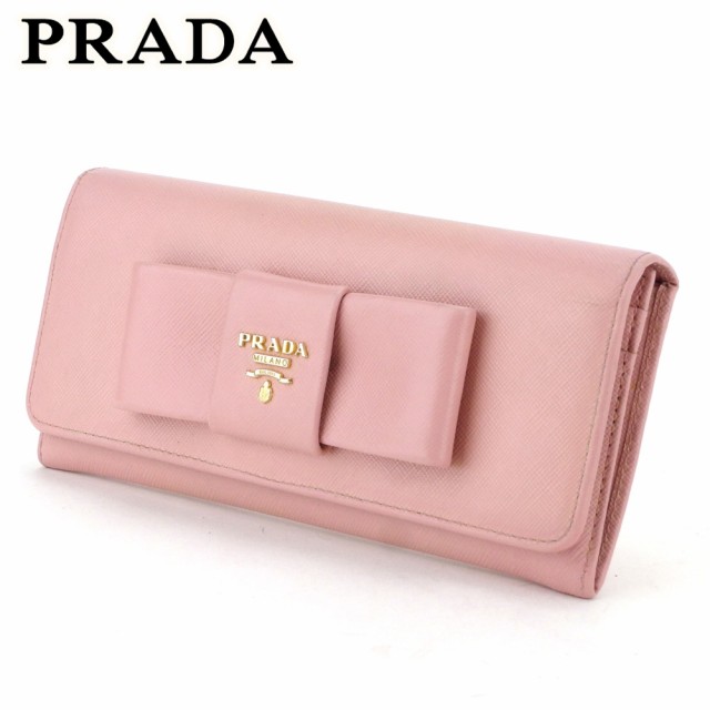 PRADA リボン 長財布 ピンク - 長財布