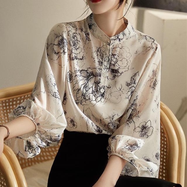 トップス ブラウス ミディアム丈 プルオーバー 7分袖 ボリューム袖 ハイネック シースルー かわいい 大人可愛い きれいめ シンプル 上品 おしゃれ かっこいい レトロ きちんと こなれ感 個性的 主役級 存在感 抜け感 春 夏 ナチュラル ベーシック クール メンズライクの通販は