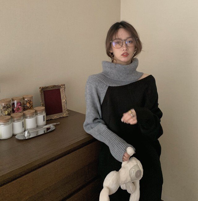 レディース ハイネックカラー ニット セーター マッチングツーウェア ルーズ レイジー 長袖 大人可愛い ママコーデ ママファッションの通販は 5,780円