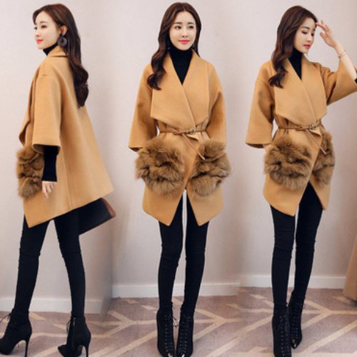 レディース ボリューム満点 フォックスファー ポケット ＋ ウールコート ロング 大人可愛い ママコーデ ママファッション 韓国の通販は