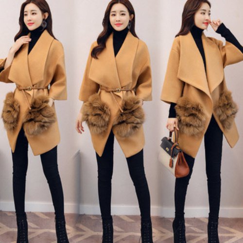 レディース ボリューム満点 フォックスファー ポケット ＋ ウールコート ロング 大人可愛い ママコーデ ママファッション 韓国の通販は