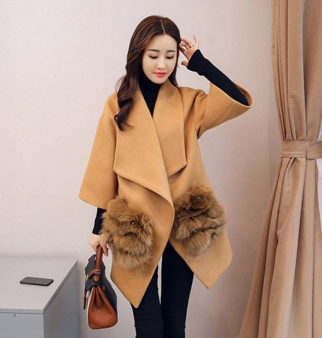 レディース ボリューム満点 フォックスファー ポケット ＋ ウールコート ロング 大人可愛い ママコーデ ママファッション 韓国の通販は