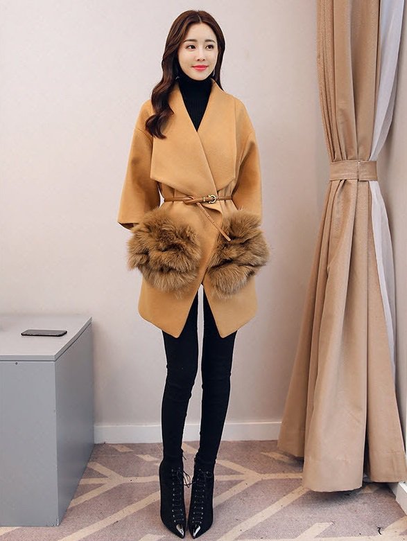 レディース ボリューム満点 フォックスファー ポケット ＋ ウールコート ロング 大人可愛い ママコーデ ママファッション 韓国の通販は