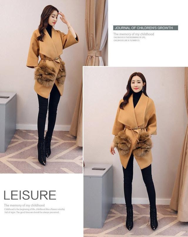 レディース ボリューム満点 フォックスファー ポケット ＋ ウールコート ロング 大人可愛い ママコーデ ママファッション 韓国の通販は