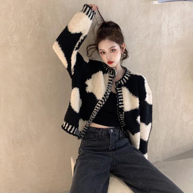 レディース フェミニン ニット 混色 シングルブレスト ラウンドネック カーディガン 大人可愛い ママコーデ ママファッション 韓国の通販は 5,180円