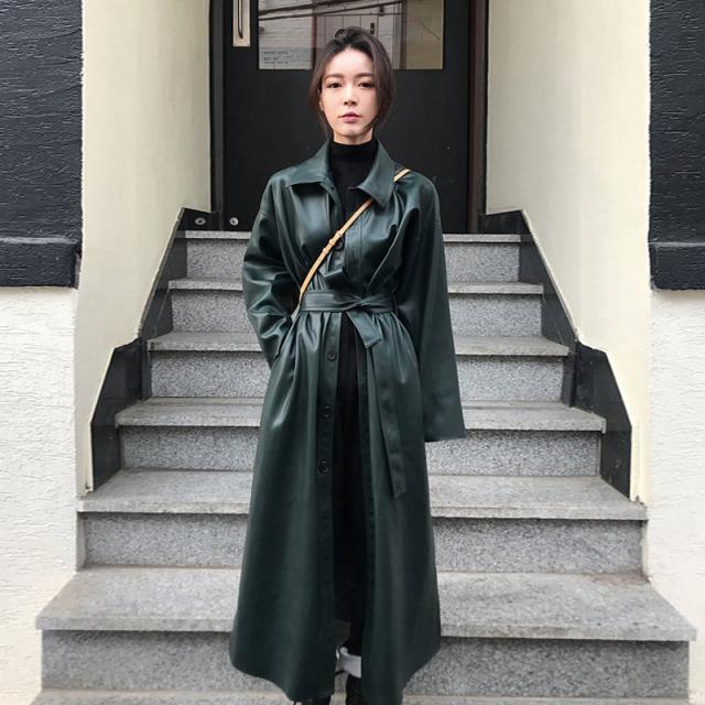 レディース ロングレザーコート 裏起毛 PUフェイクレザー 大人可愛い ママコーデ ママファッション 韓国 オルチャンファッション 人気の通販は 8,300円