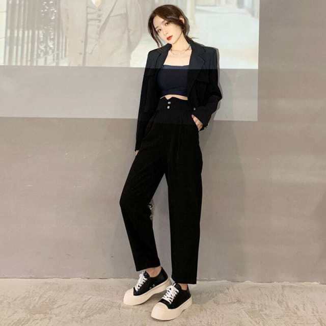 美品パンツスーツ2点セット】LES MUES ハイウエストストレート
