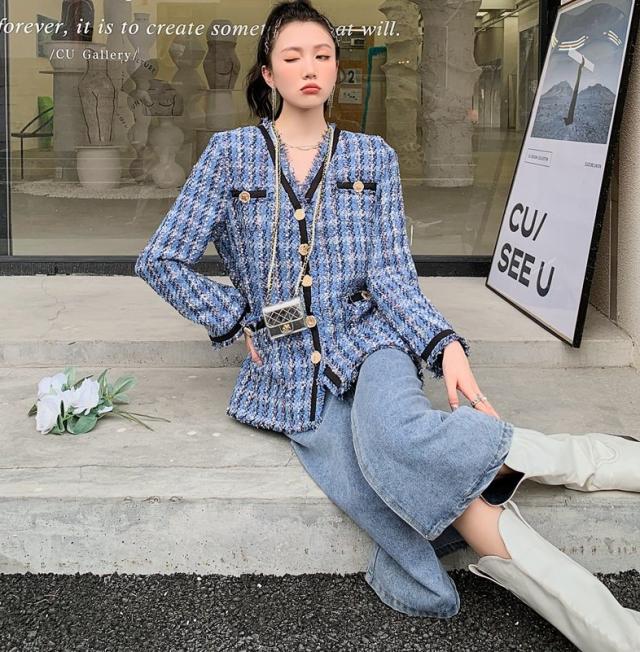 レディース ジャケット ツイード 長袖 Vネック 大人可愛い ママコーデ ママファッション 韓国 オルチャンファッション 人気 トレンドの通販は 7,980円