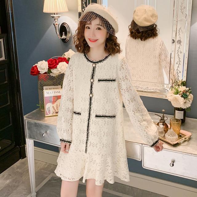 マタニティ 結婚式 お呼ばれ ワンピース 上品 フラワー総レース 長袖 ミニ丈 レディース 可愛い ママコーデ ママファッション ママ服の通販は 5,022円