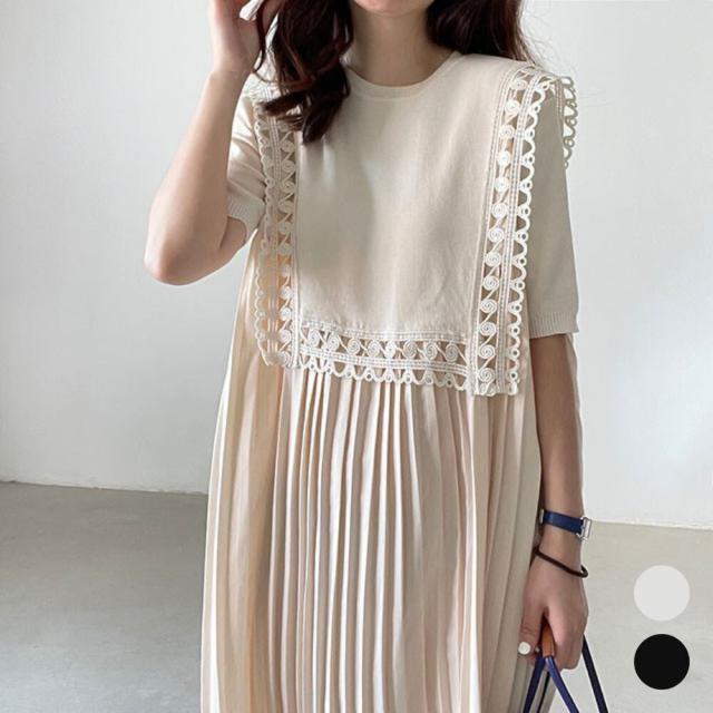 レディース ワンピース プリーツ ラウンドネック ロング 半袖 大人可愛い ママコーデ ママファッション 韓国 オルチャンファッションの通販は 4,842円