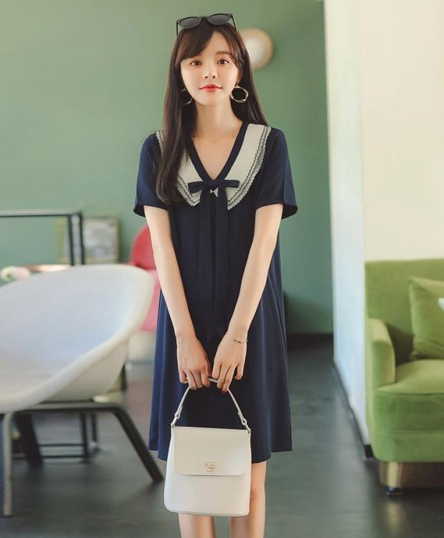 マタニティ ワンピース Vネック プリーツ襟 リボン 半袖 レディース 可愛い ママコーデ ママファッション ママ服 マタニティウェア 人気の通販は マタニティ ワンピース Vネック プリーツ襟 リボン 半袖 レディース 可愛い ママコーデ ママファッション ママ服 マタニティウェア 人気の通販は