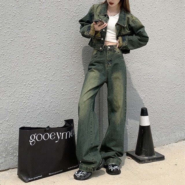 セットアップ レディース ヴィンテージ デニム 上下セット大人可愛い ママコーデ 韓国 オルチャン 人気 トレンド 新作 20代 30代 40代 7,117円