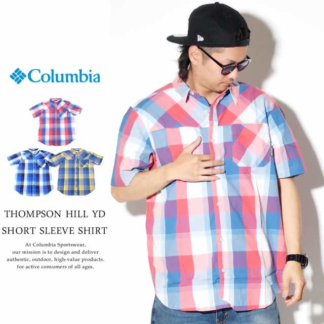 コロンビア Columbia ストレッチ チェックシャツ メンズ 半袖