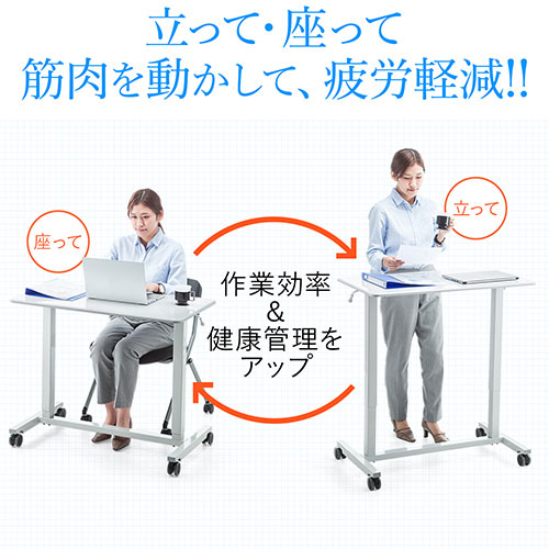 スタンディングデスク ガス圧昇降式 幅88cm 奥行50cm ノートパソコン台