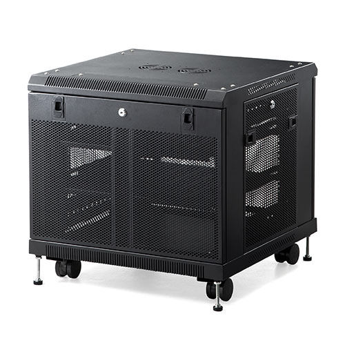 ルーター NAS ハブ収納ボックス（ネットワーク機器収納 メッシュパネル 鍵付き 高さ580mm）[100-SV012]_1