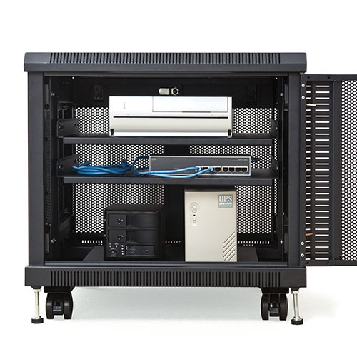 ルーター NAS ハブ収納ボックス（ネットワーク機器収納 メッシュパネル 鍵付き 高さ580mm）[100-SV012]_3