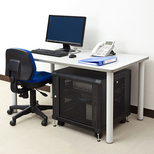 ルーター NAS ハブ収納ボックス（ネットワーク機器収納 メッシュパネル 鍵付き 高さ580mm）[100-SV012]_4
