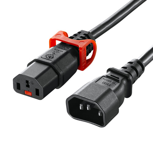 抜け防止ロック式電源コード ロックプラス 5m 15A 250V[APW15-C14C13LP-50]