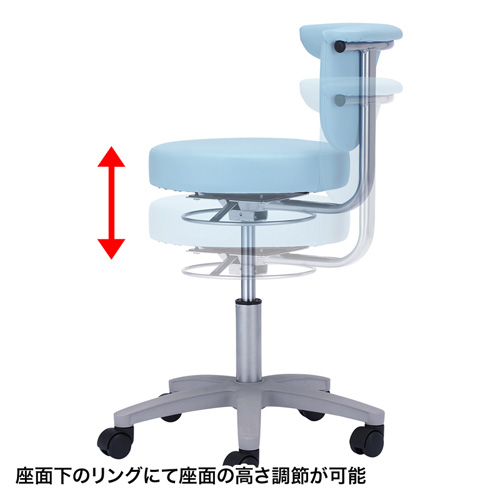 丸椅子 医療機関向け ブルー 抗菌 耐アルコール ビニールレザー 座面 [SNC-HP3VBL2]_1