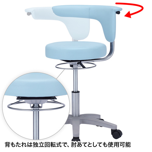 丸椅子 医療機関向け ブルー 抗菌 耐アルコール ビニールレザー 座面 [SNC-HP3VBL2]_2