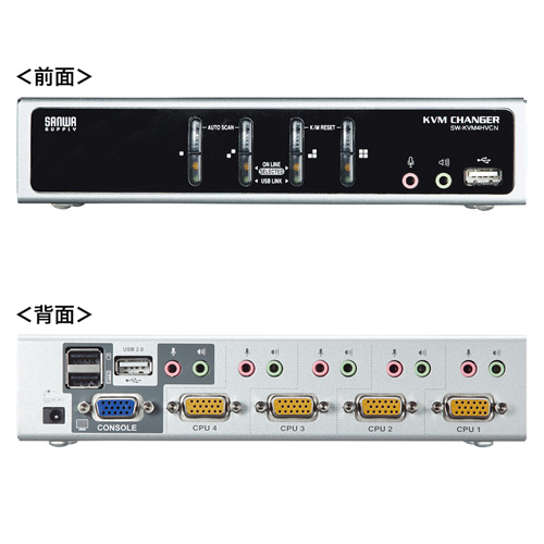 USB・PS/2コンソール両対応パソコン自動切替器 4：1[SW-KVM4HVCN]_3