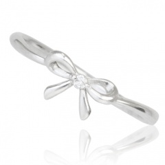 K18WGりぼん＆ダイヤリング(ホワイトゴールド)金受注生産20-1561【送料無料】【品質保証】【父の日】 agesugi_sfaの通販は